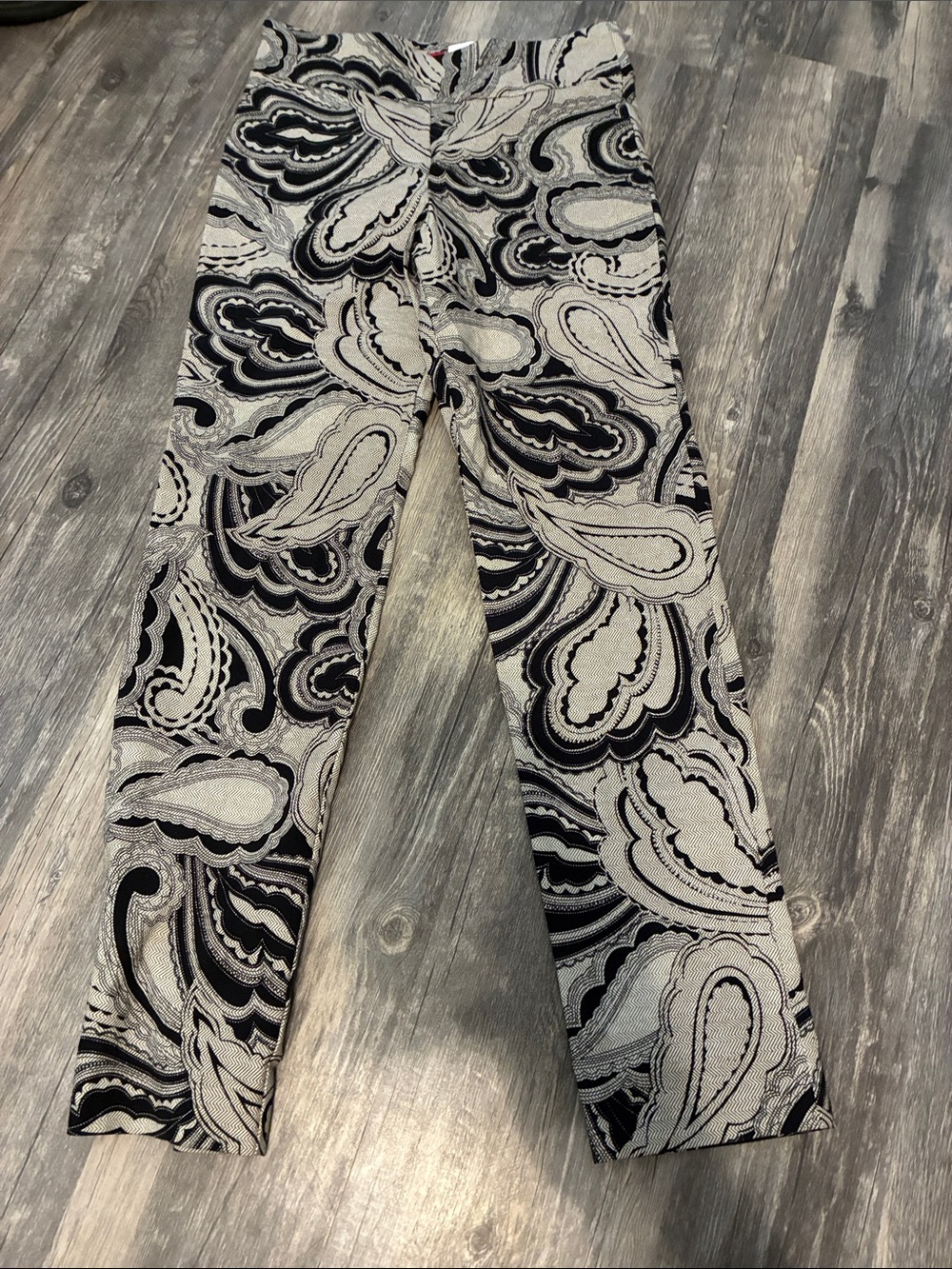 Krazy Larry Paisley-Print Skinny Jeans in Black and Cream